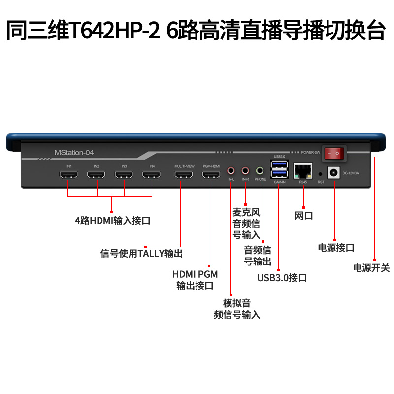 T642HP-2高清6路直播导播切换台接口